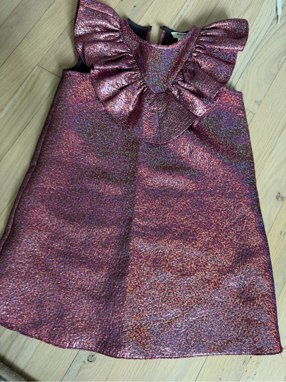 River island mini metallic ruffle holiday dress